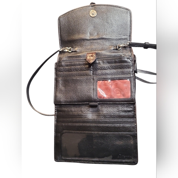Brighton Leather Nepal Organizer Black and Brown Women's Crossbody - Picture 6 of 9